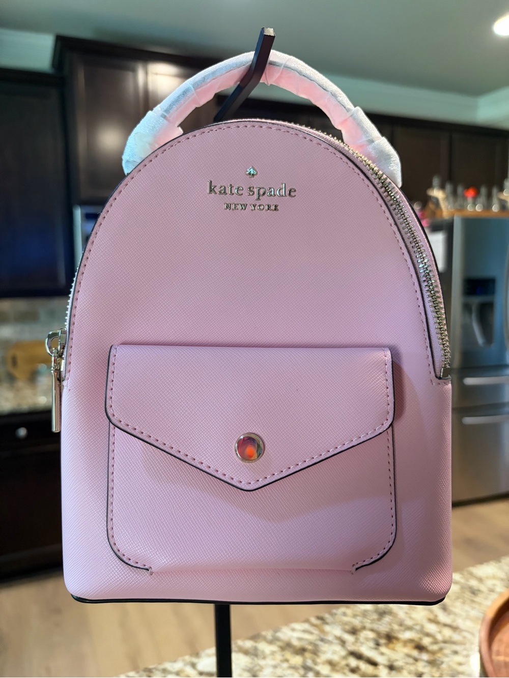 kate spade pastel pink mini backpack with front pocket